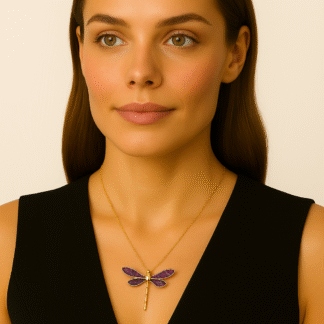 collier libellule émail violet