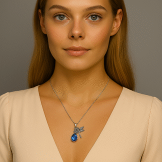 collier libellule pierre bleue